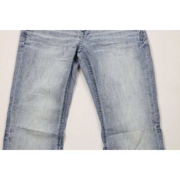 Buckle BKE Mens 28x34 Thick Stitch Stretch Jake Bootcut Denim Jeans Light Wash - Picture 3 of 13